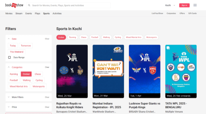 BookMyShow To Purchase GT Tickets From BookMyShow To Purchase GT Tickets From