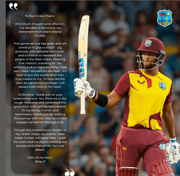 Nicholas Pooran Announces Retirement Nicholas Pooran Announces Retirement