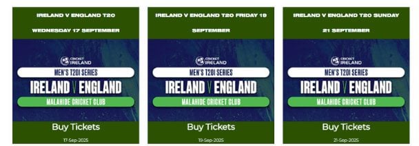 Tickets for England’s Tour of Ireland