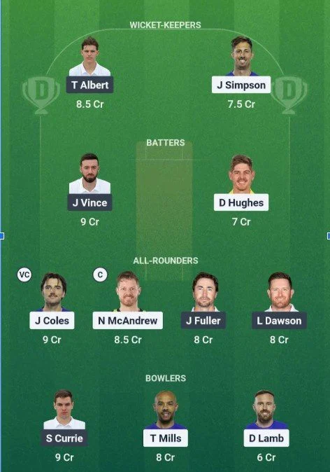 Dream11 Team for Sussex vs Hampshire