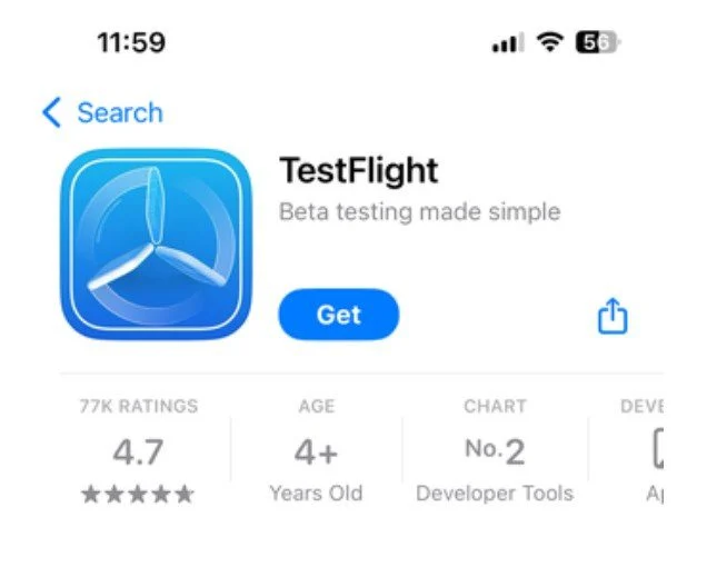 Testflight website and click -View in App Store
