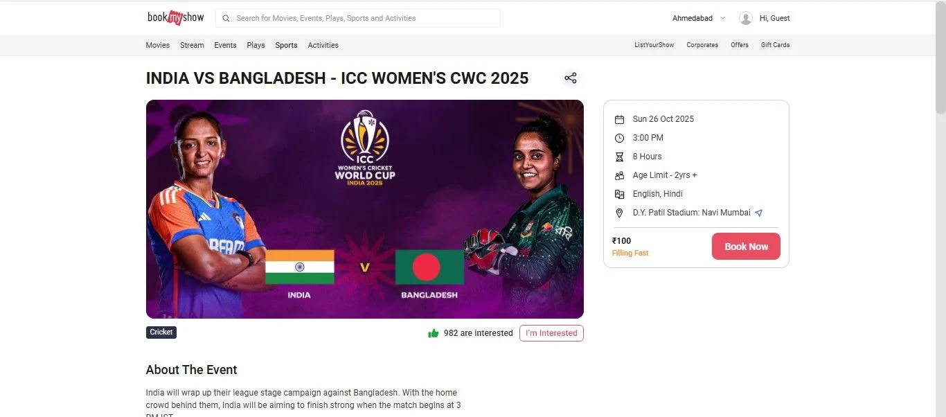 Book Tickets For The India Women vs Bangladesh Women Match Book Tickets For The India Women vs Bangladesh Women Match