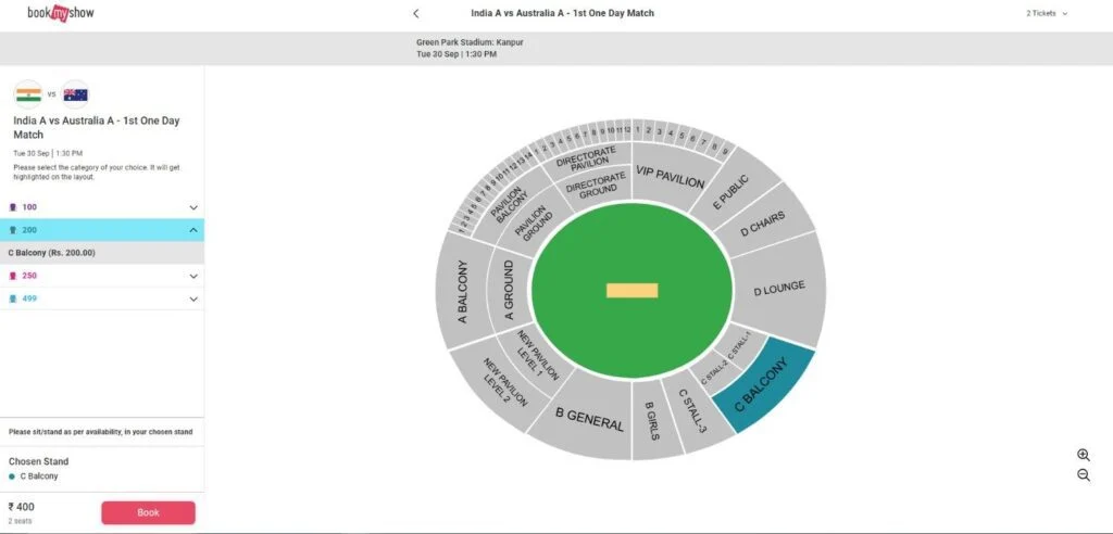 BookMyShow tickets booking page BookMyShow tickets booking page
