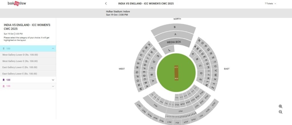 Specific Seat For the India Women vs England Women Match Specific Seat For the India Women vs England Women Match