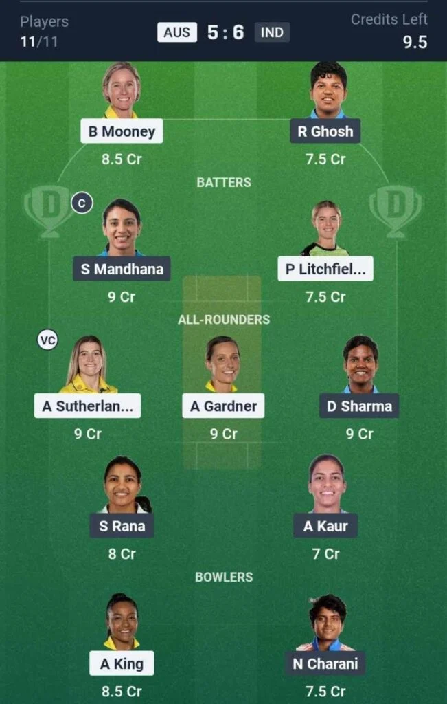 Dream11 Team For IND-W vs AUS-W Dream11 Team For IND-W vs AUS-W
