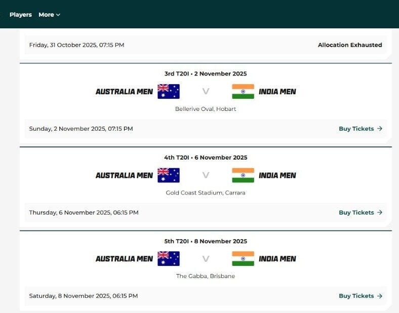 Click on the match you want to attend