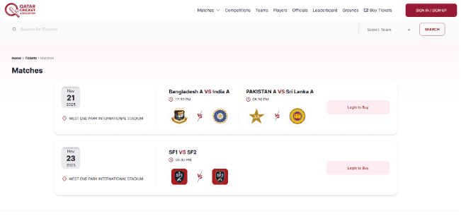 Choose the Match of Qatar Cricket Association Choose the Match of Qatar Cricket Association