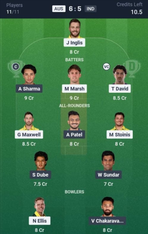 Dream11 Team For AUS vs IND Dream11 Team For AUS vs IND