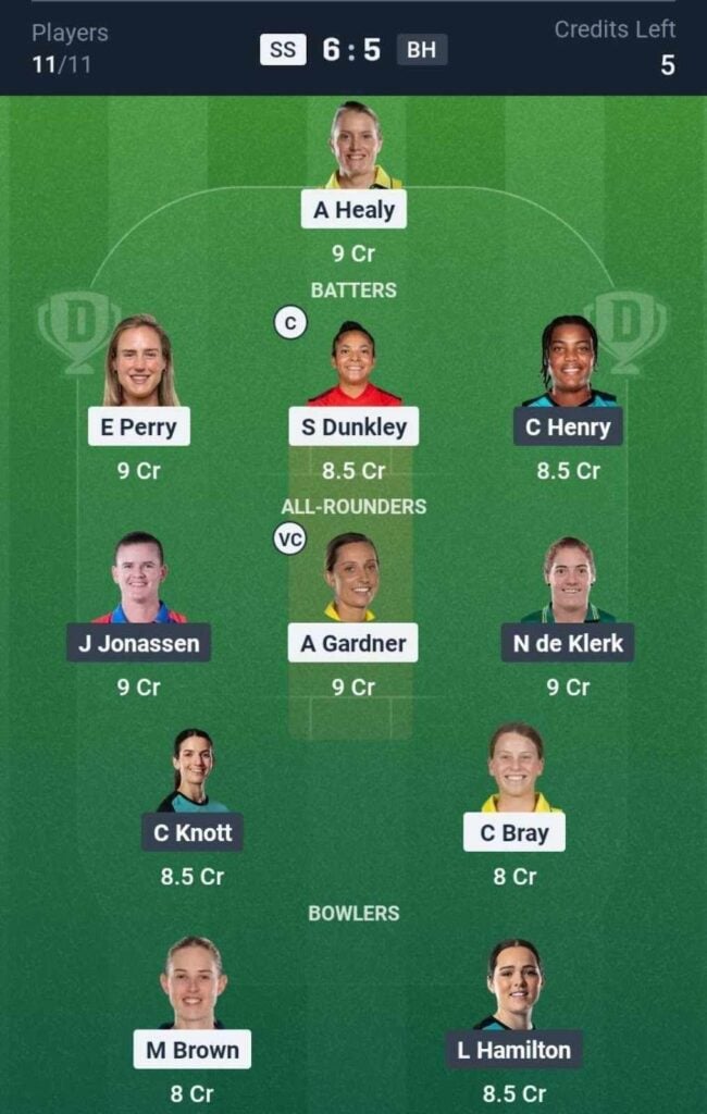 Dream11 Team For BH-W vs SS-W Dream11 Team For BH-W vs SS-W