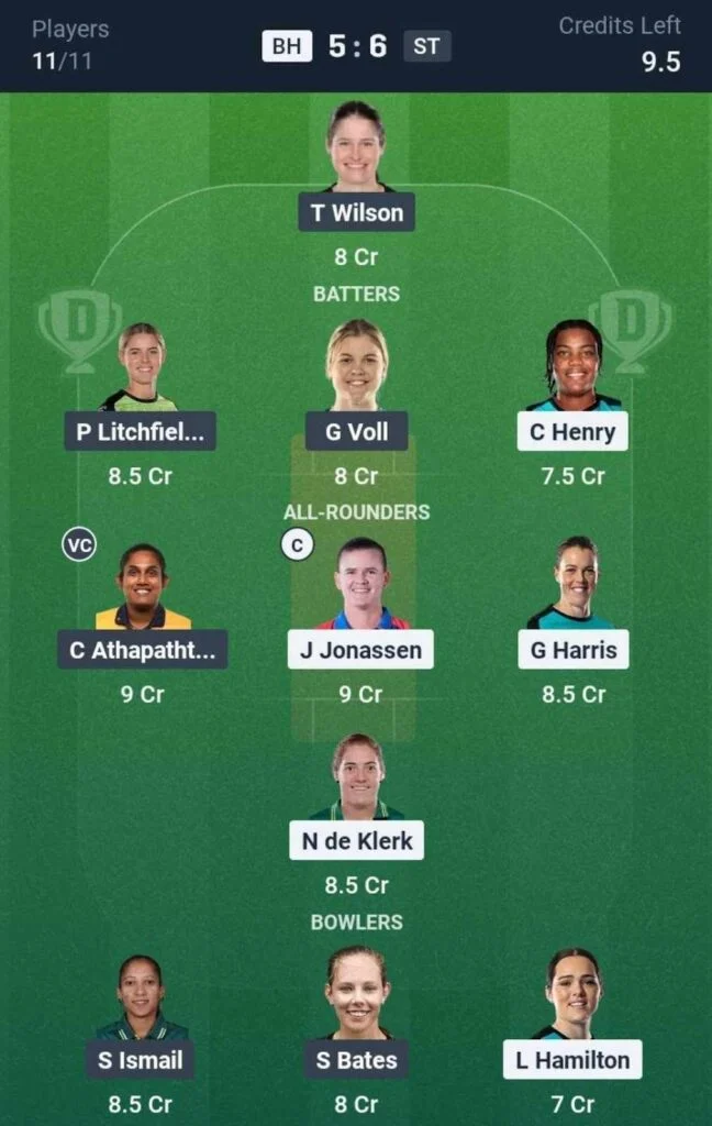 Dream11 Team For BH-W vs ST-W Dream11 Team For BH-W vs ST-W