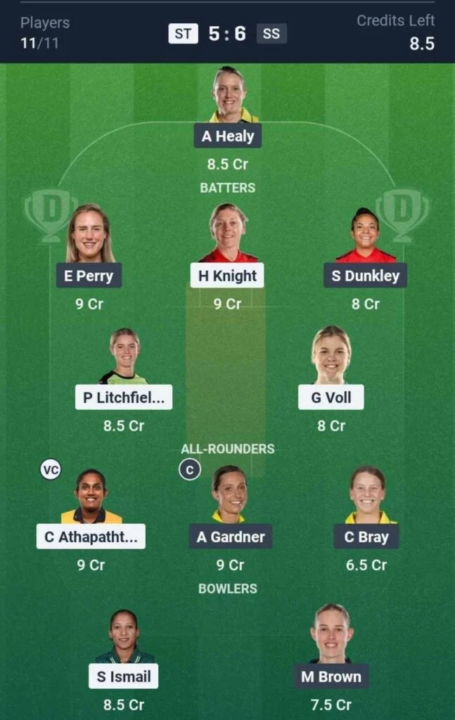 Dream11 Team For ST-W vs SS-W Dream11 Team For ST-W vs SS-W