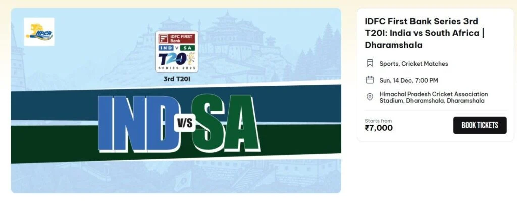 Select the banner of India vs South Africa T20 match tickets Select the banner of India vs South Africa T20 match tickets