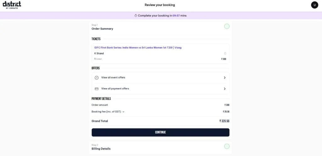 District website order summery page District website order summery page