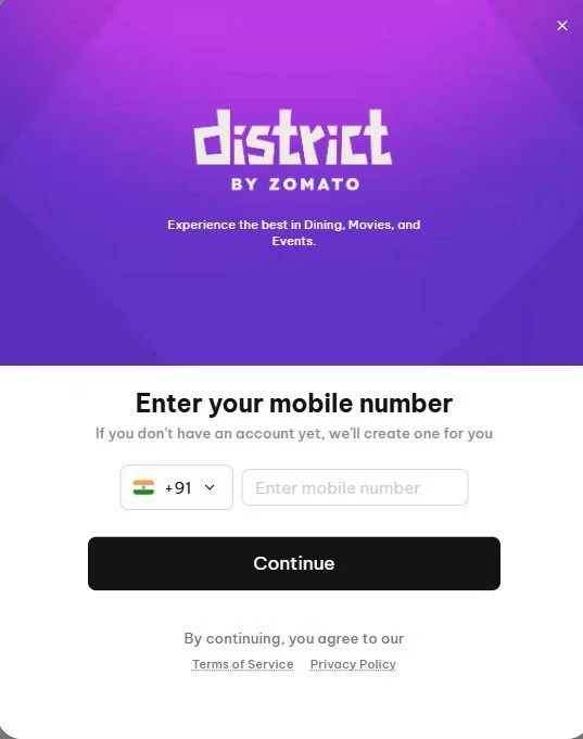 District website Sign up/ log in page District website Sign up/ log in page