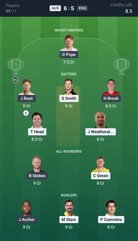 Dream11 Team For AUS vs ENG 3rd Test Dream11 Team For AUS vs ENG 3rd Test