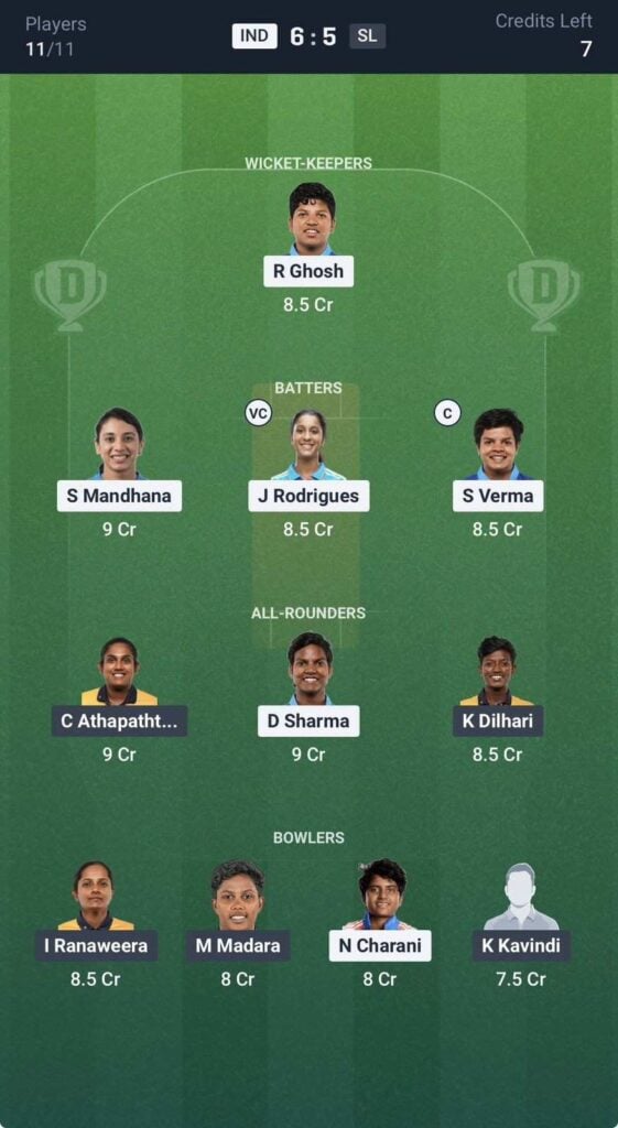 Dream11 Team For IND-W vs SL-W T20 Match Dream11 Team For IND-W vs SL-W T20 Match