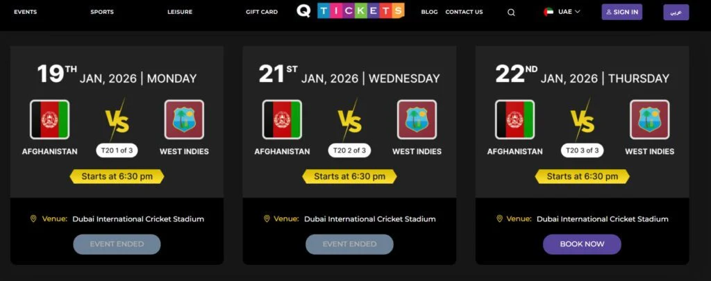 Afghanistan vs West Indies 2026 Tickets Afghanistan vs West Indies 2026 Tickets
