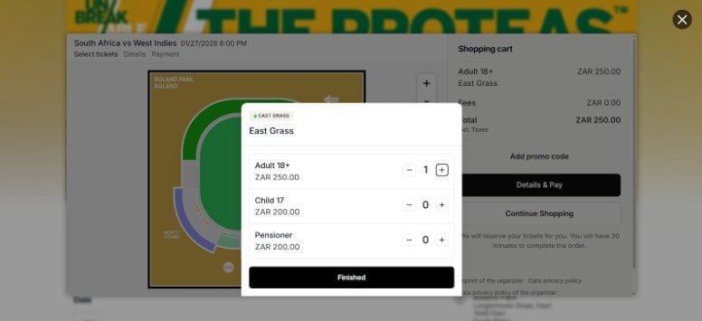 Choose your seating area from the stadium map Choose your seating area from the stadium map