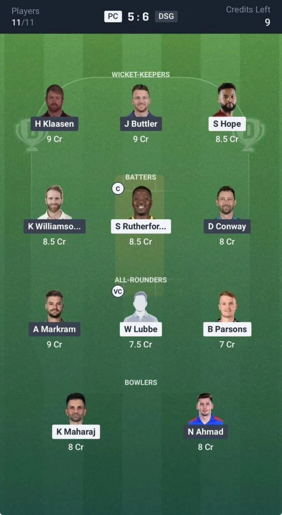 Dream11 Team For PC vs DSG Dream11 Team For PC vs DSG