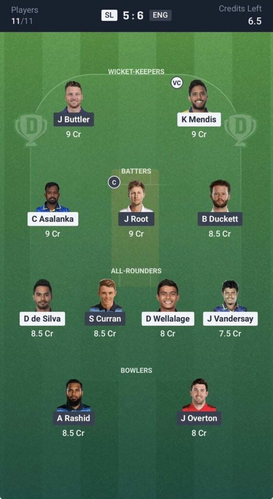 Dream11 Team For SL vs ENG 3rd ODI Dream11 Team For SL vs ENG 3rd ODI