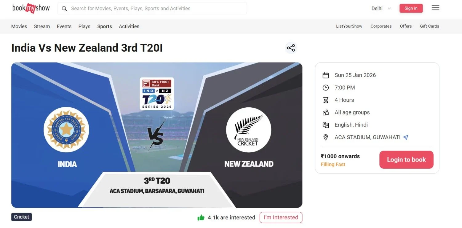India vs New Zealand T20I India vs New Zealand T20I