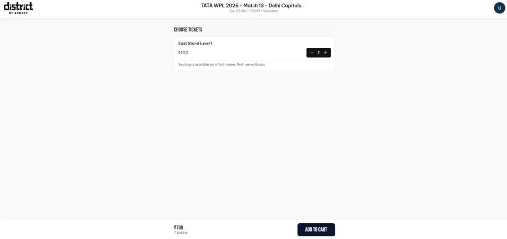 Select the Required Number of Seats Select the Required Number of Seats