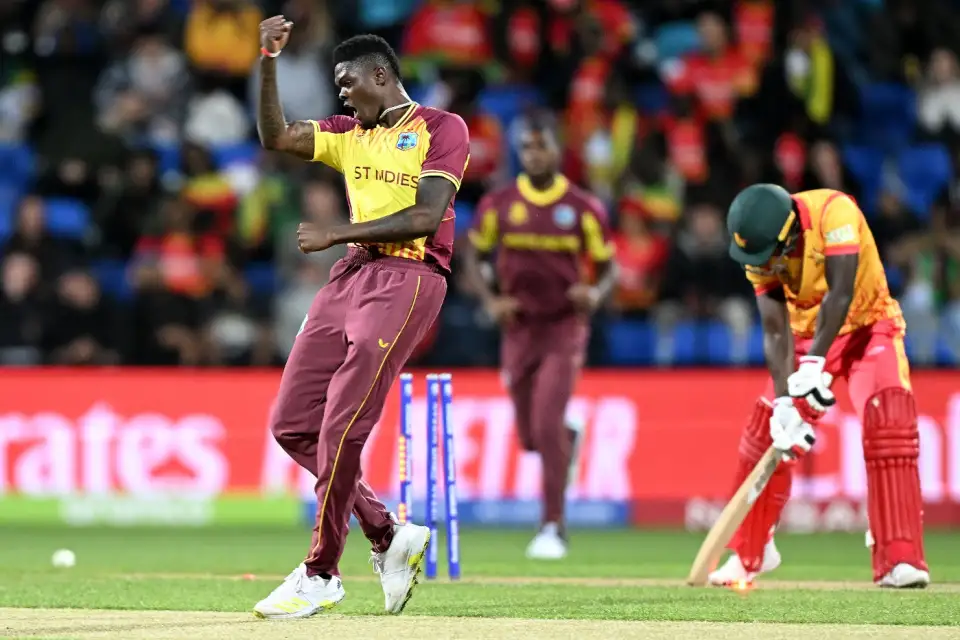 Alzarri Joseph bowled Tony Munyonga with a 90mph yorker Alzarri Joseph bowled Tony Munyonga with a 90mph yorker
