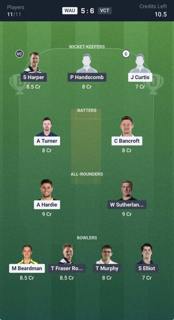Dream 11 team for WAU vs VCT Dream 11 team for WAU vs VCT