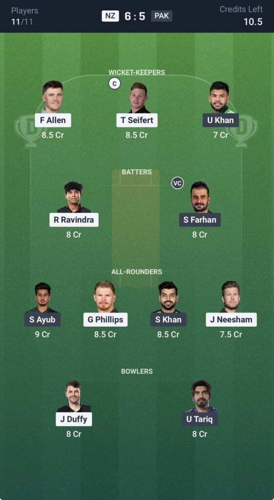Dream11 team for NZ vs PAK Dream11 team for NZ vs PAK