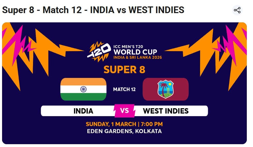 India vs West Indies Super 8 India vs West Indies Super 8