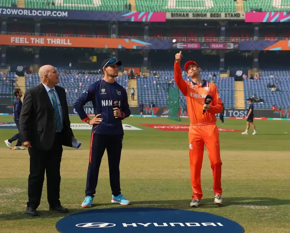 NAM VS NED captaind during the toss NAM VS NED captaind during the toss