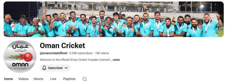 Oman Cricket YouTube Channel Oman Cricket YouTube Channel