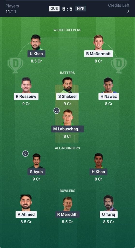 Dream 11 for HHK vs QG Dream 11 for HHK vs QG