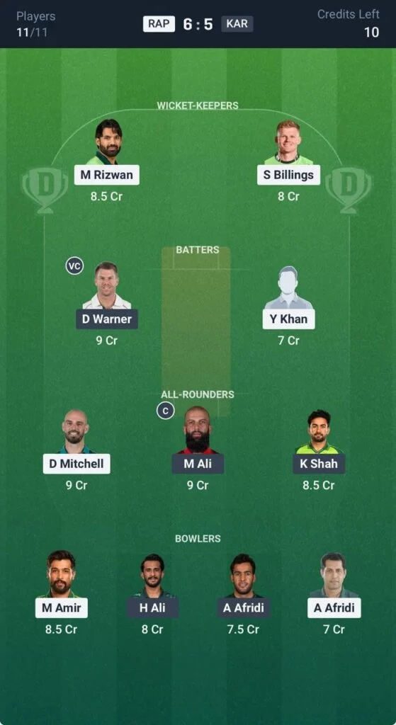 Dream 11 for Rawalpindiz vs Karachi Kings, 10th Match, PSL 2026 Dream 11 for Rawalpindiz vs Karachi Kings, 10th Match, PSL 2026
