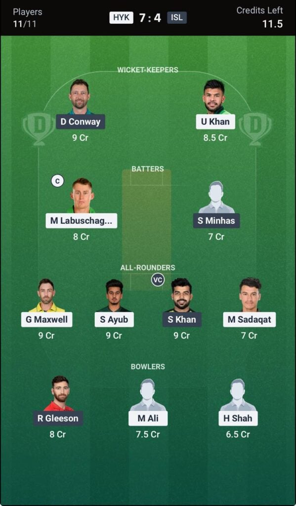 Dream 11 team for HYK vs IU PSL Match 36th Dream 11 team for HYK vs IU PSL Match 36th
