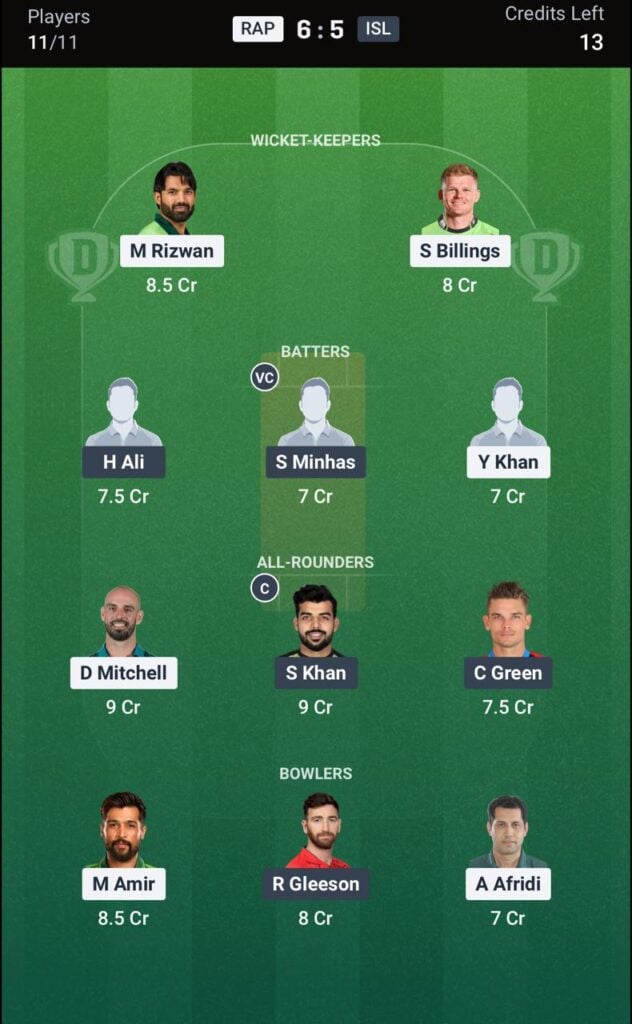 Dream11 for Rawalpindi vs Islamabad United, Dream11 for Rawalpindi vs Islamabad United,