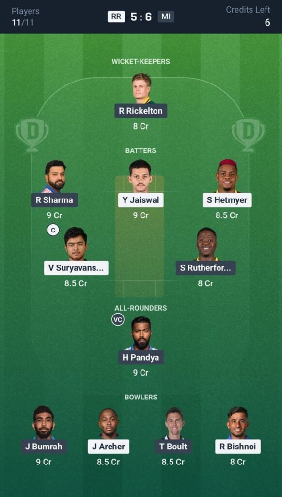 RR vs MI 7 Apr 2026 Match Dream 11 RR vs MI 7 Apr 2026 Match Dream 11