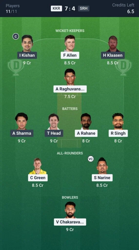Top Fantasy Picks for KKR vs SRH Top Fantasy Picks for KKR vs SRH