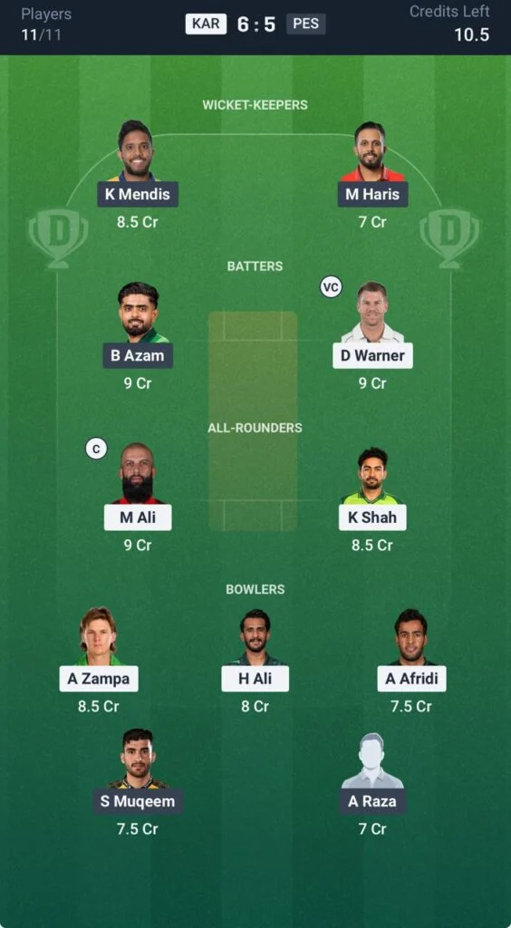 Dream 11 for Karachi Kings vs Peshawar Zalmi Match Dream 11 for Karachi Kings vs Peshawar Zalmi Match