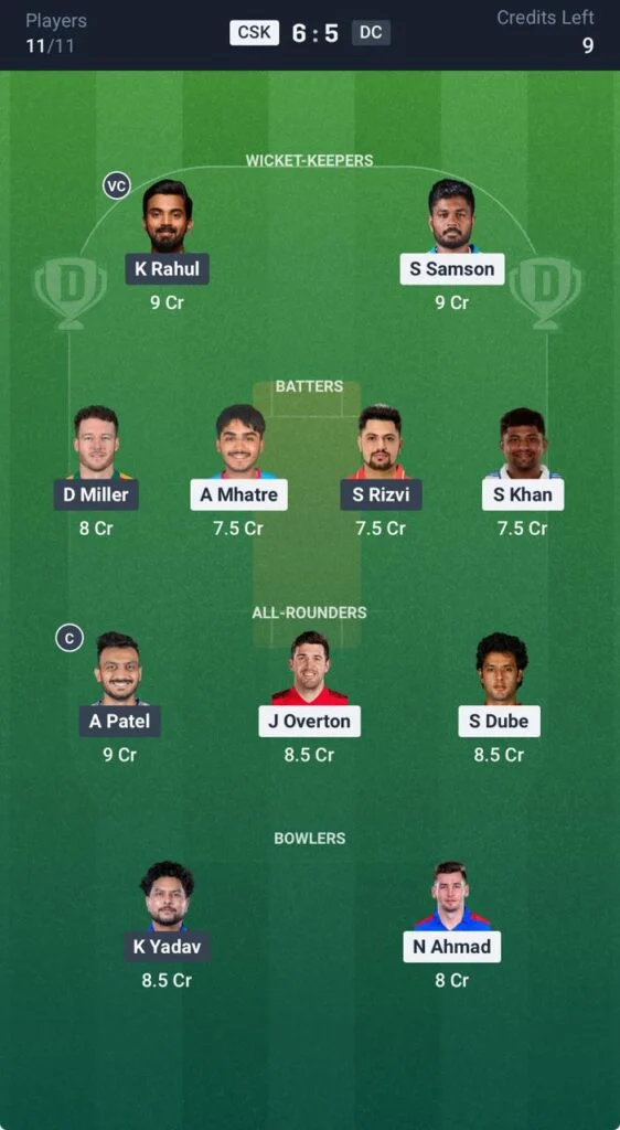 CSK vs DC Dream11 CSK vs DC Dream11