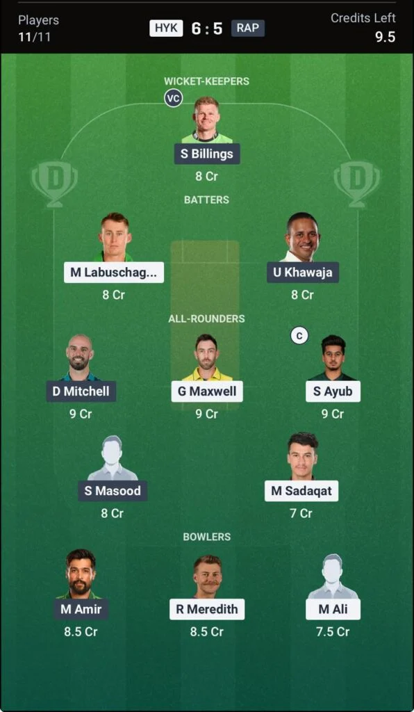 Dream11 for HYK vs RWP Match Dream11 for HYK vs RWP Match
