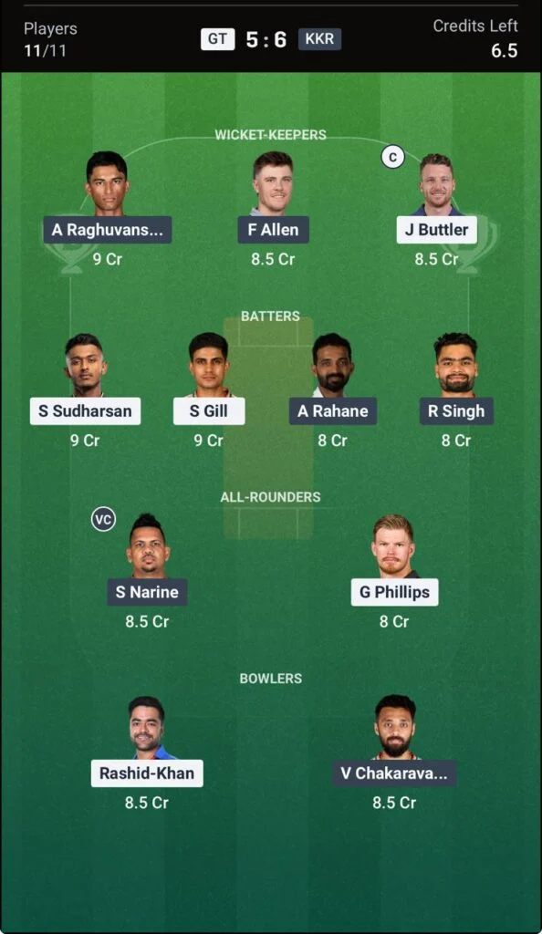 Dream11 for GT vs KKR 17 APR 2026 Dream11 for GT vs KKR 17 APR 2026