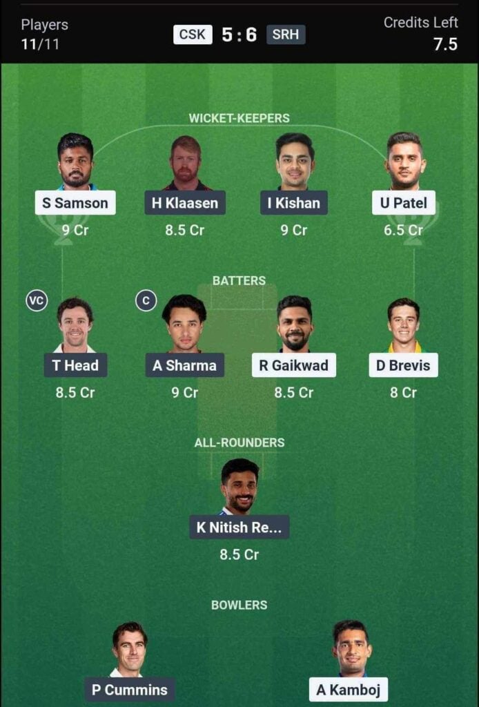 CSK vs SRH Dream11 Team CSK vs SRH Dream11 Team